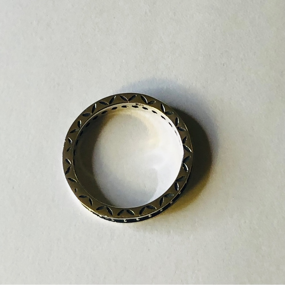 Solid 925 Sterling Silver Black Cz Ring - image 8